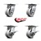 Service Caster 4 Inch V Groove Semi Steel Swivel Caster Set with Roller Bearings 2 Brakes SCC SCC-35S420-VGR-2-SLB-2 - alternate 6